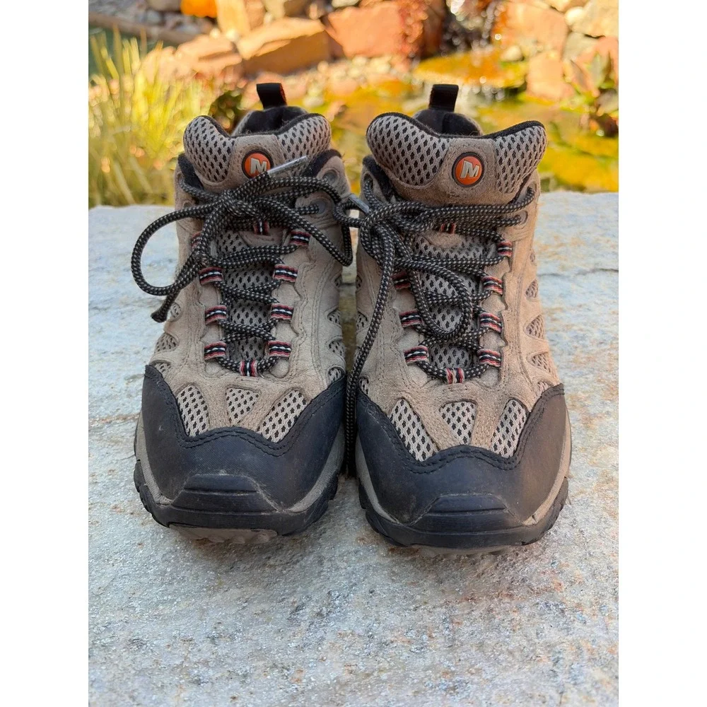 Merrell Moab Continuum Hiking Shoes Mens 7 Brown Low Top Vibram J86323‎